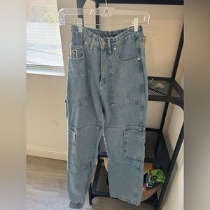 The Ragged Priest Denim Cargo Blue Jeans Size 26